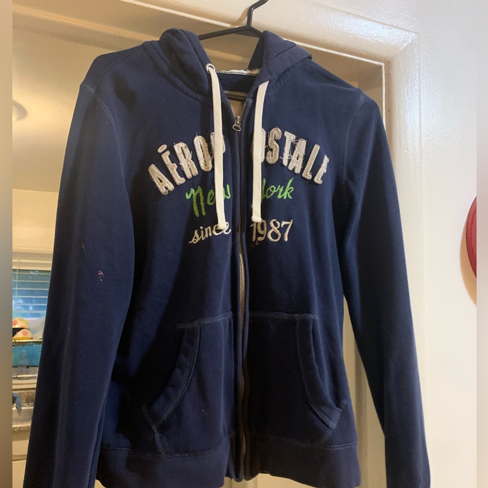 Aeropostale blue hoody with zipper. Size L (sizes smaller)